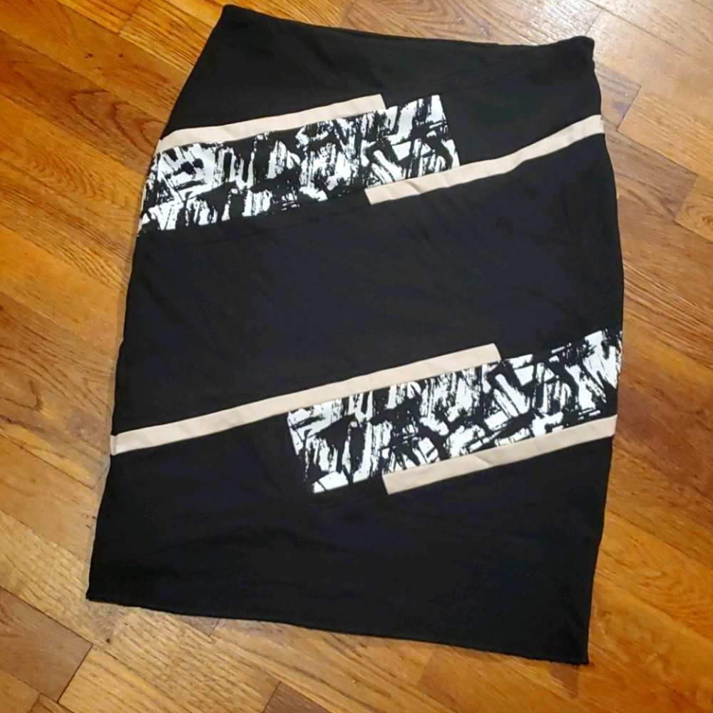 WHITE HOUSE BM Abstract Print PENCIL SKIRT 8